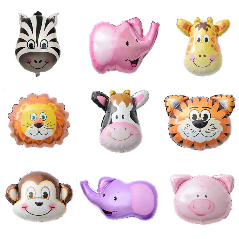 儿童周岁迷你卡通气球装饰生日派对布置造型动物小猪大象铝膜气球