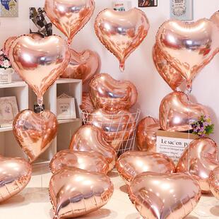 18寸香槟金爱心气球心形铝箔铝膜生日派对新年场景装饰玫瑰金汽球
