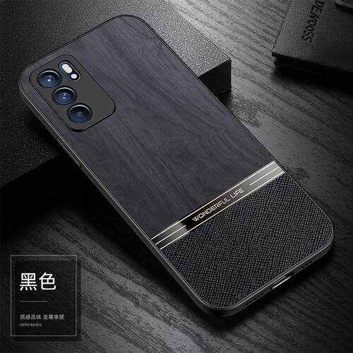 适用opporeno6新款木纹手机壳