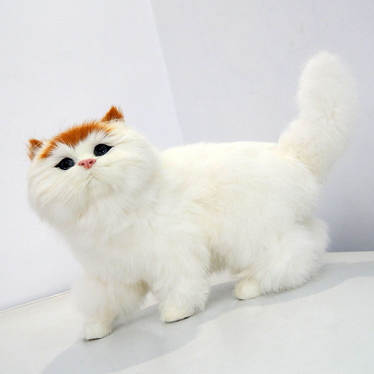 真皮兔毛仿真猫咪模型摆件工艺品