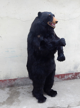 仿真黑熊真皮毛动物仿真人熊站立熊大型仿真动物模型摆件影视道具