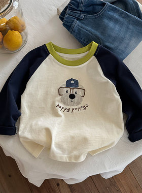 英国KABEI TREE男童t恤儿童春秋季新款长袖打底衫宝宝卡通潮