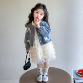 2026新款 英国KABEI TREE女童牛仔连衣裙春秋套装 儿童蛋糕公主裙子