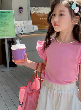 英国KABEI TREE女童短袖t恤小飞袖夏季2026新款纯棉洋气甜美上衣