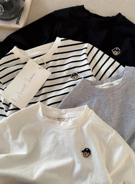 英国KABEI TREE男童t恤条纹春秋季新款儿童纯棉T圆领长袖打底衫潮