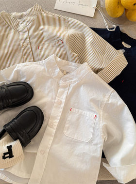 英国KABEI TREE男童衬衫2026新款春秋季长袖立领宝宝童装柔软衬衣