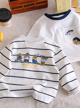 英国KABEI TREE男童t恤儿童长袖上衣春秋季2026新款卡通打底衫潮T