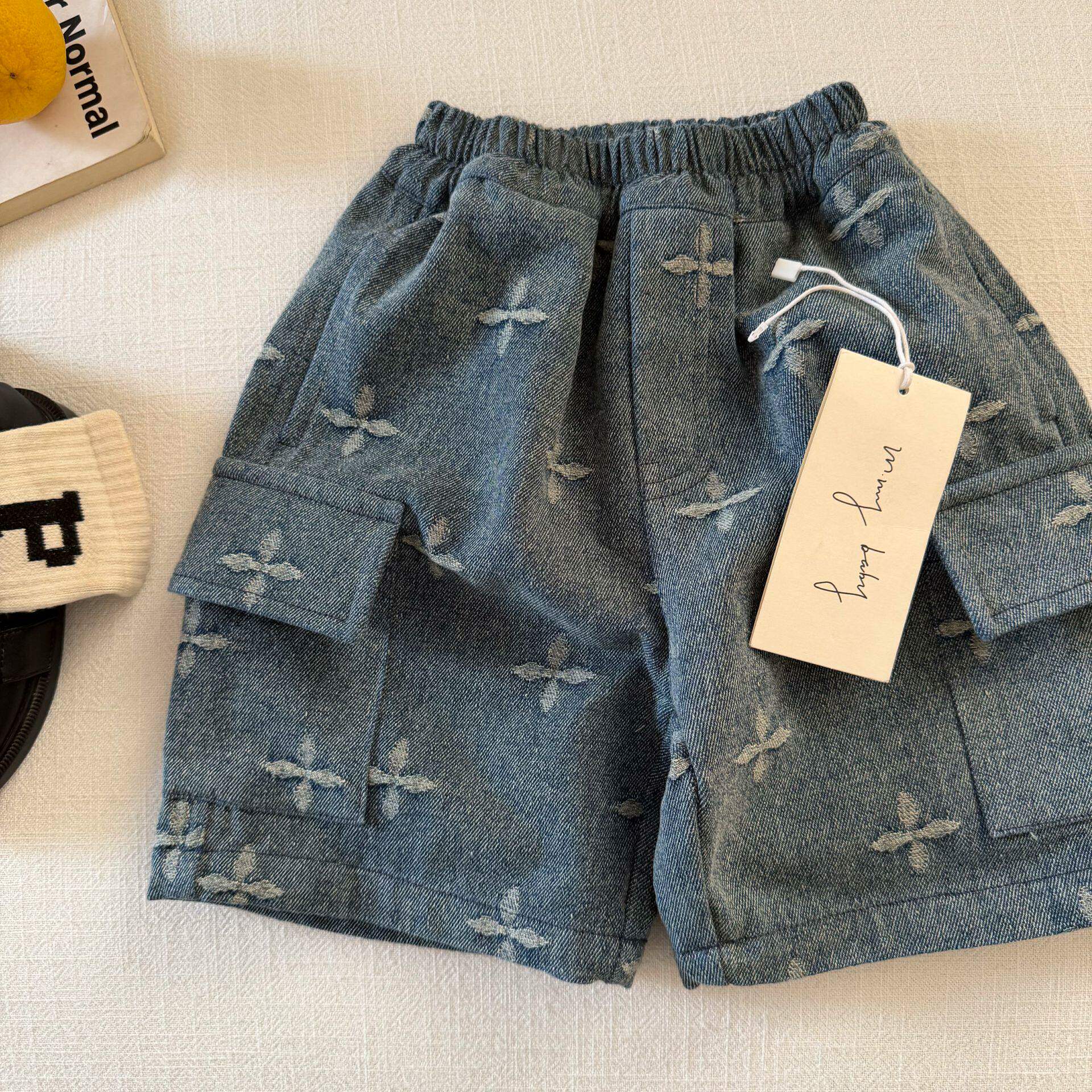 英国KABEI TREE男童牛仔短裤夏季外穿薄款儿童2026新款宽松工装裤