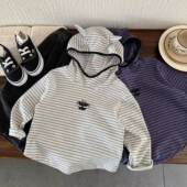 TREE儿童连帽t恤男女童春秋季 新款 条纹帽衫 英国KABEI 打底衫 洋气