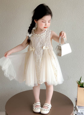 英国KABEI TREE女童夏季连衣裙2026新款洋气时髦网纱绝美公主裙子