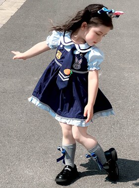 英国KABEI TREE女童夏季连衣裙学院风2026新款洋气时髦公主风裙子