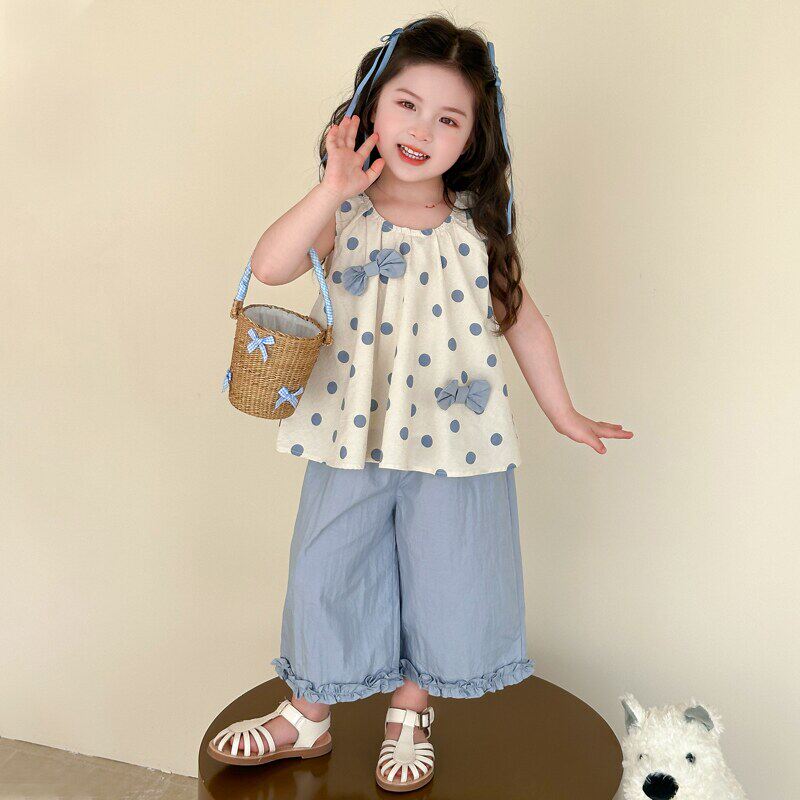 英国KABEI TREE女童夏季套装2026新款洋气时髦背心吊带裤子两件套