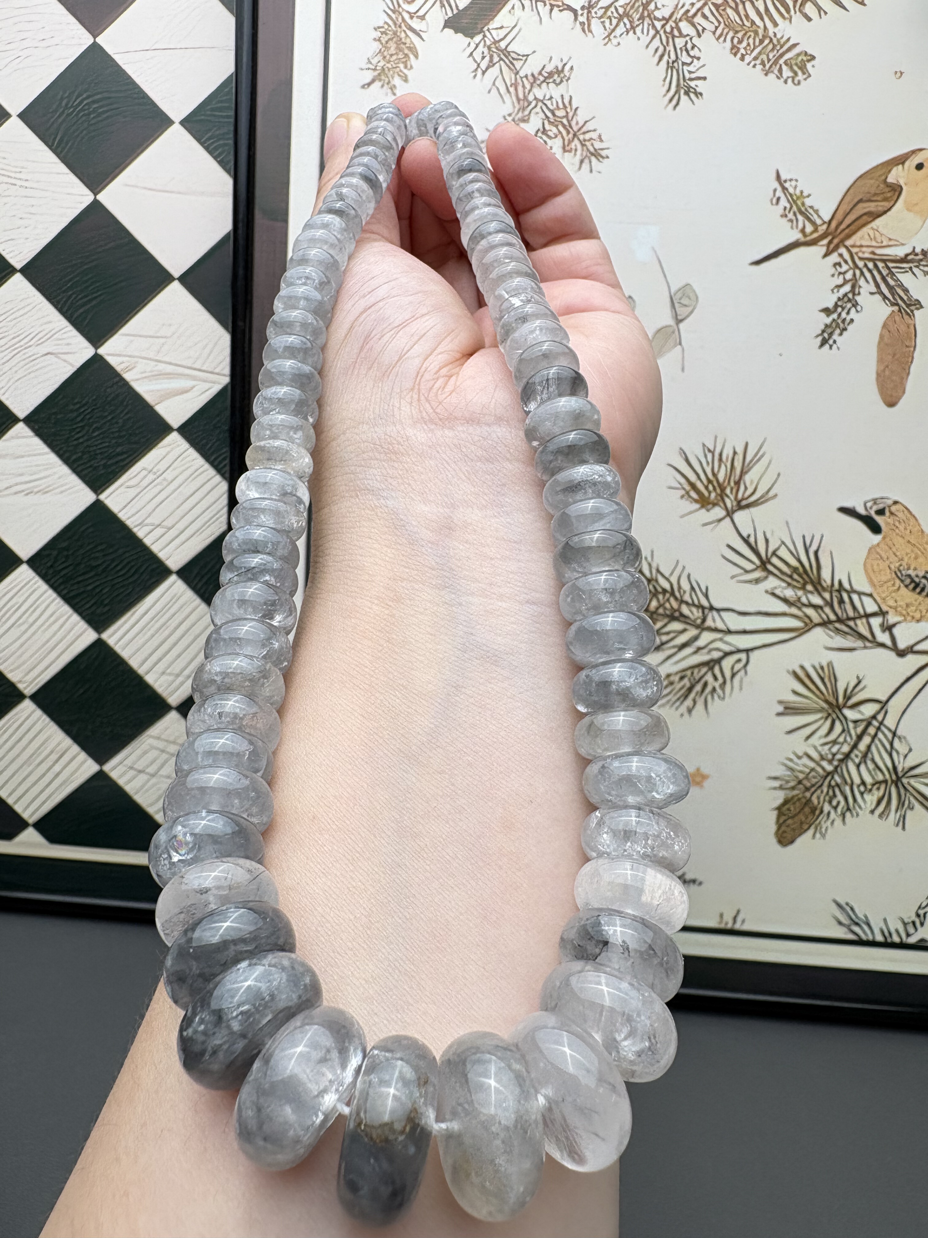 天然A级外贸款魔鬼水晶云水晶塔链diy手串项链半成品 约8～17mm