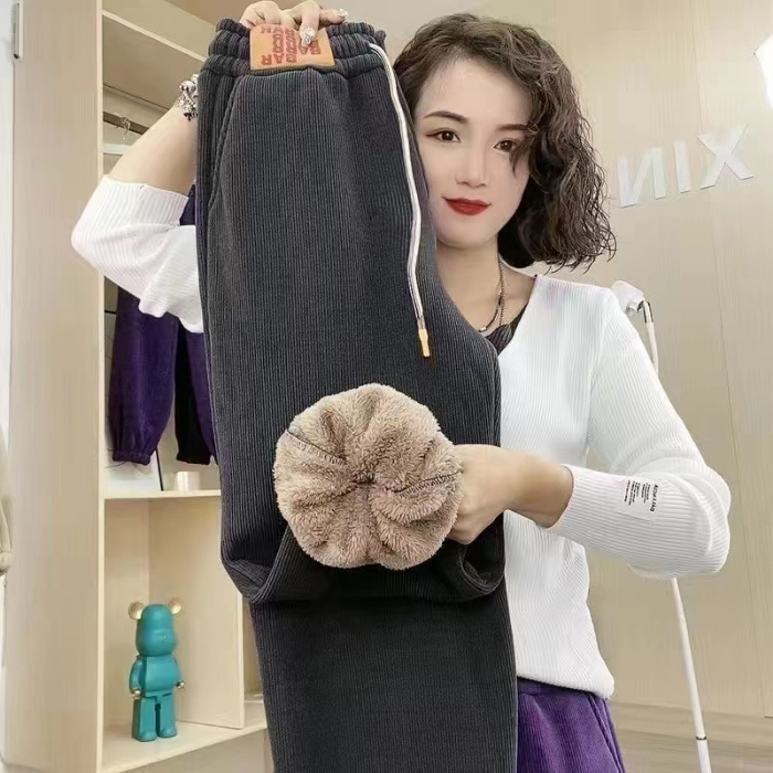 外贸女装出口1688阿里巴巴反季清仓特卖加绒休闲运动便宜长裤子冬