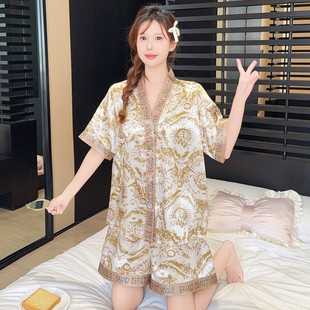 短裤 短袖 薄款 2026年新款 冰丝睡衣女款 可外穿高级感家居服套装 夏季