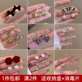 925純銀耳釘高級感耳環(huán)女2025年新款 潮韓國網(wǎng)紅耳飾品珍珠長耳墜