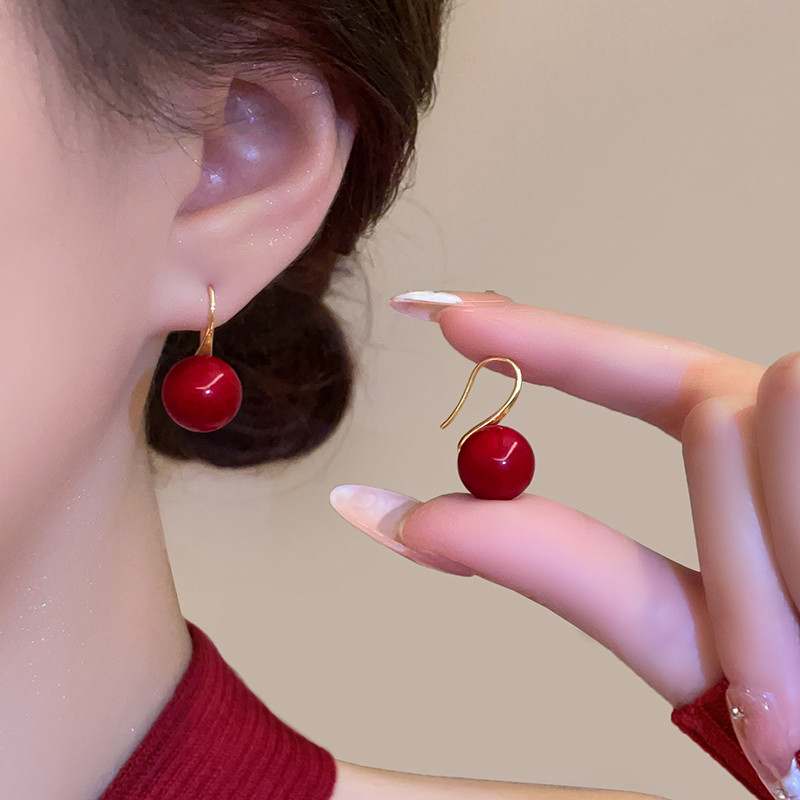 高跟鞋安可拉红珍珠耳环女2025年新款独特耳钉小众设计高级感耳饰,饰品/流行首饰/时尚饰品新,耳环,淘宝优惠券,粉丝福利购,淘宝优惠卷