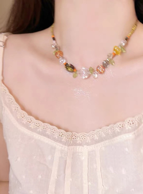 夏日多巴胺海岛度假花卉串珠项链