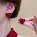 百搭红色爱心耳钉女可爱气质925银针过年耳环轻奢高级感新年耳饰