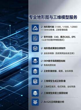 cad、cass、eps地形图代画GIS数据分析立面图正射影像等高线转