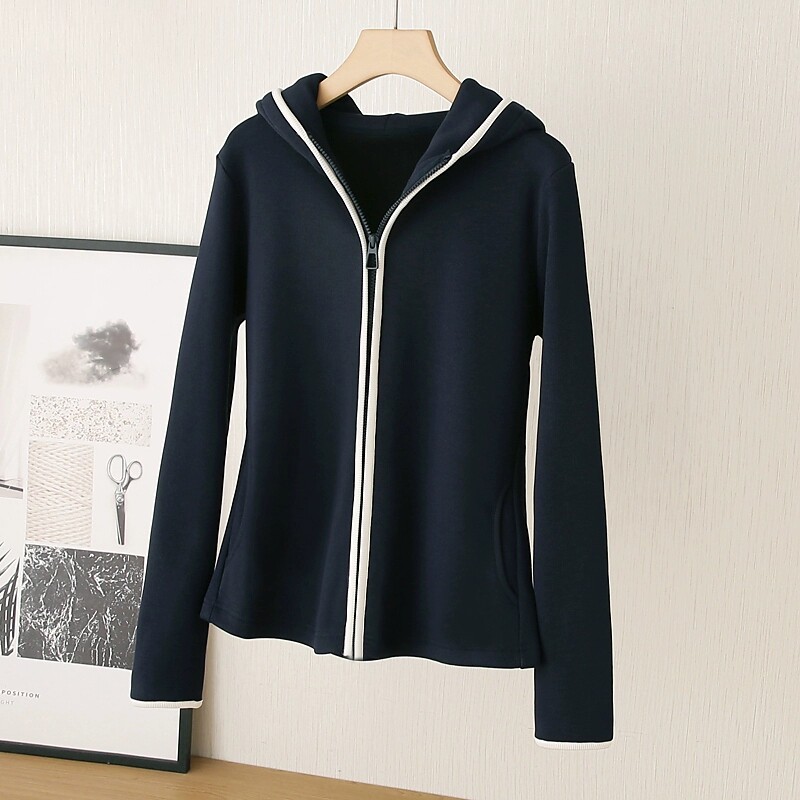 百搭连帽衫加绒修身卫衣可叠穿保暖休闲外套女收腰运动休闲大码