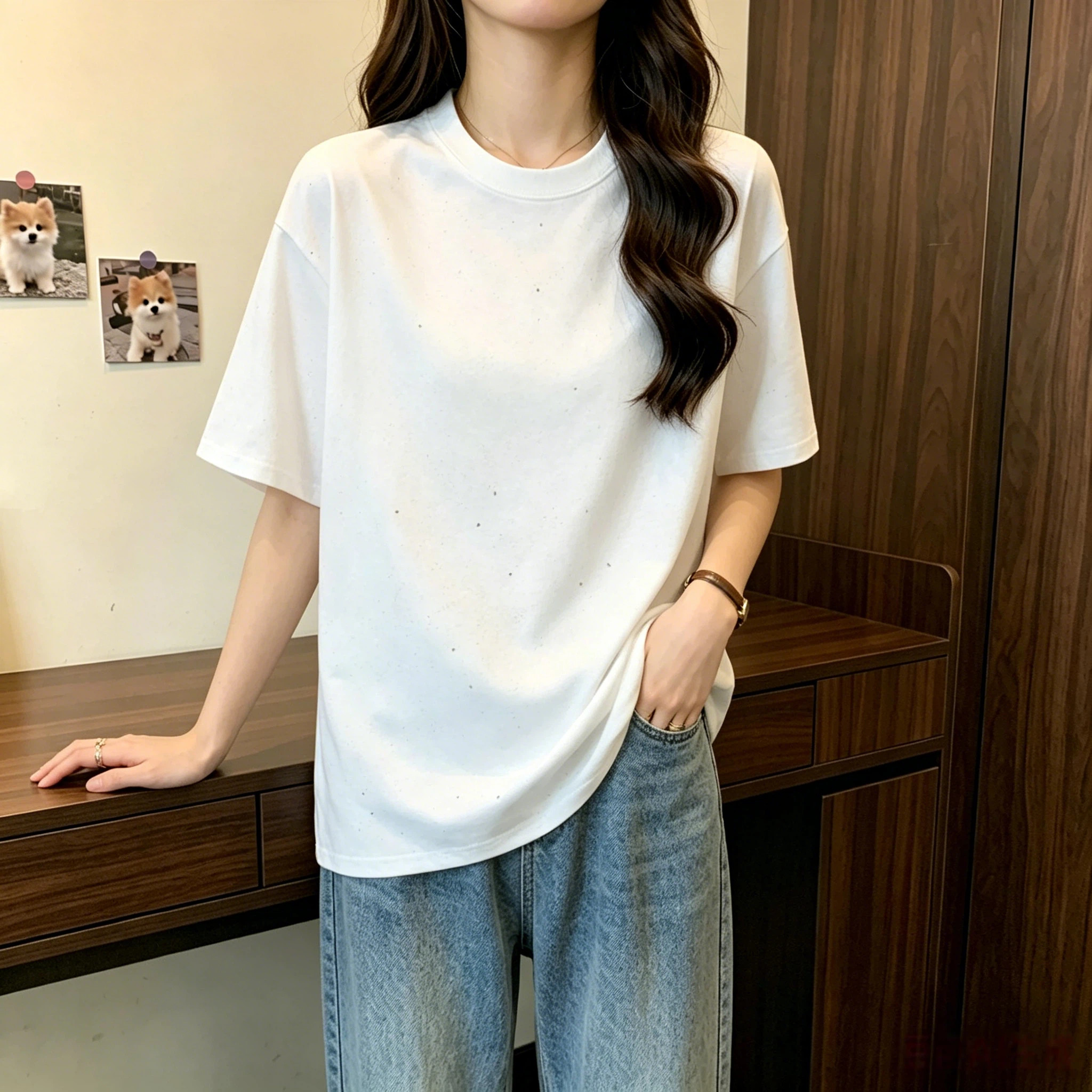 新款白色大码短袖t恤男女百搭爆款纯棉欧货大版宽松显瘦遮肉上衣
