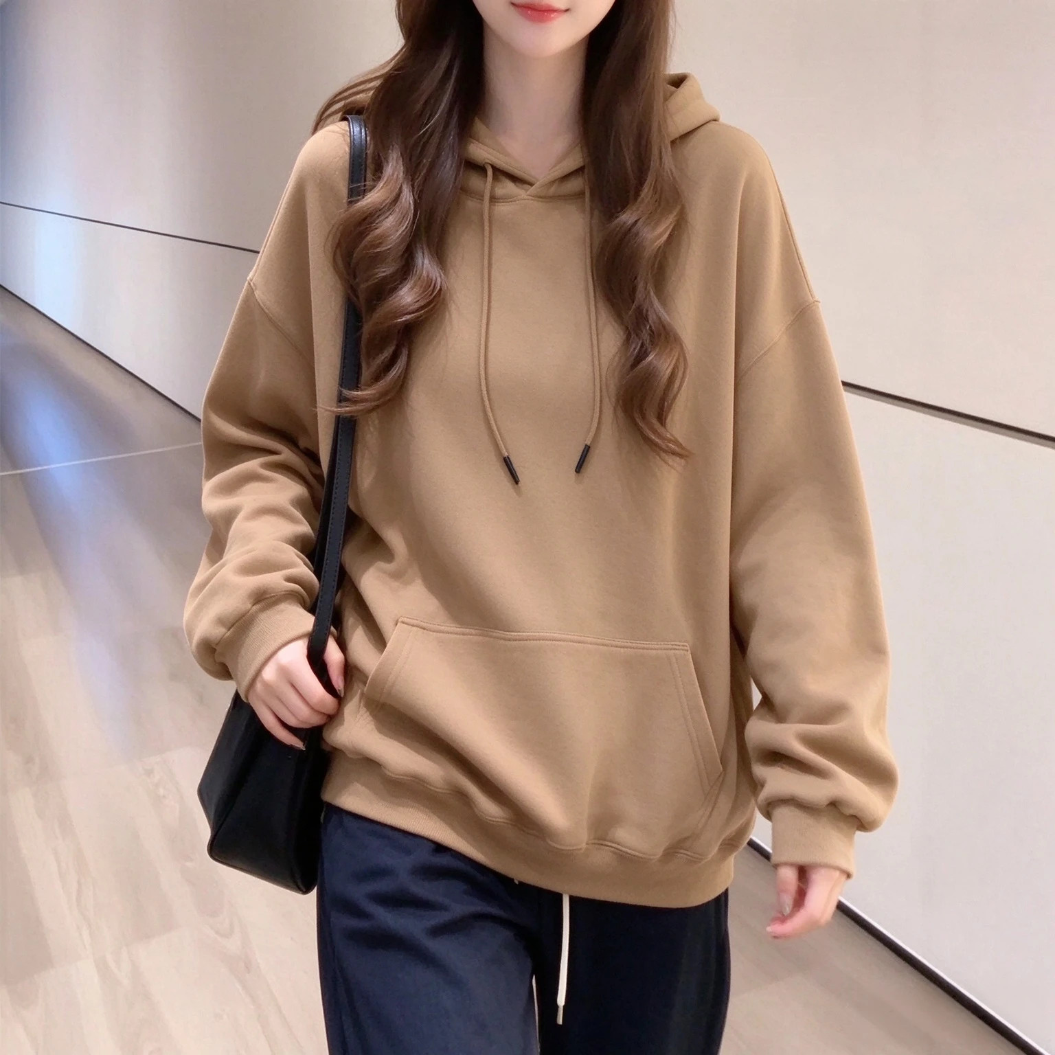 2026秋冬季新款连帽大码套头卫衣女装银狐绒小个子宽松百搭带帽衫