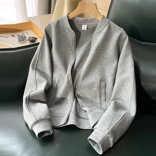 棒球服立领拉链卫衣开衫薄款外套春秋季宽松休闲大码运动小个子