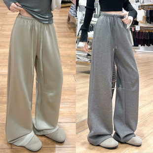 窄腰弧形香蕉锥形裤 宽松百搭抽绳卫 春秋慵懒风休闲裤