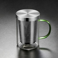 Large-capacity stainless steel glass tea cups, executive cups, transparent handles, office tea water separation and filtration cups for brewing tea thumbnail 4