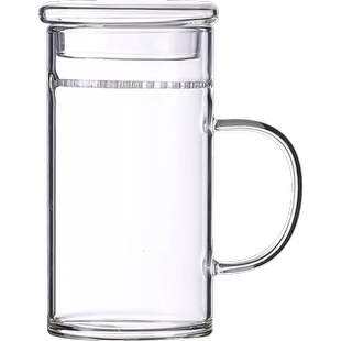 月牙杯玻璃茶杯大容量茶水分离过滤杯子带把办公室茶漏耐热水杯