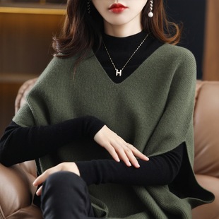 外贸女装断码专柜上衣欧洲站马甲+打底衫羊毛针织两件套装女