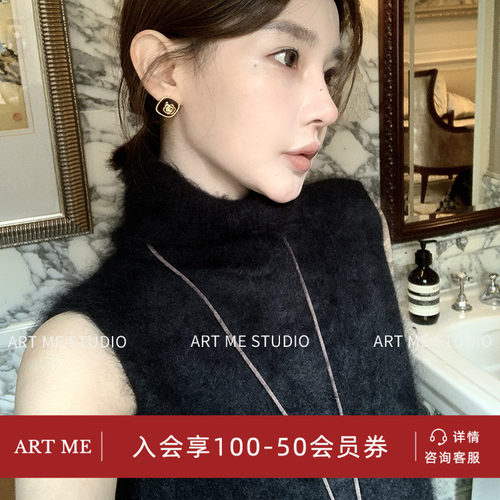 【ART ME】姐感100绵羊毛温柔软糯质感长绒毛高领针织马甲w24533