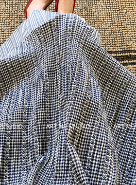 ARTME瓜瓜 复古格纹拼接垂坠松弛感半裙女夏季通勤褶皱设计伞摆裙