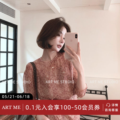 复古温柔风侧绑带设计连衣裙