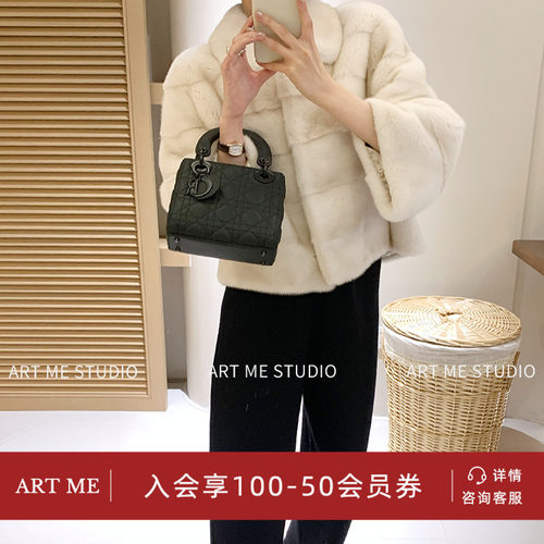 【ART ME】100水貂小香风感云褶绒面层次点缀皮草w24432