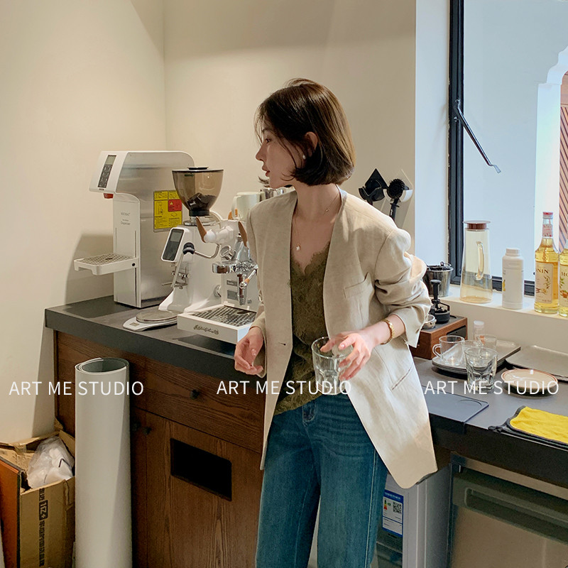 ARTME瓜瓜 通勤风立体剪裁一粒扣水洗牛仔裤女夏季垂坠感裤w24487