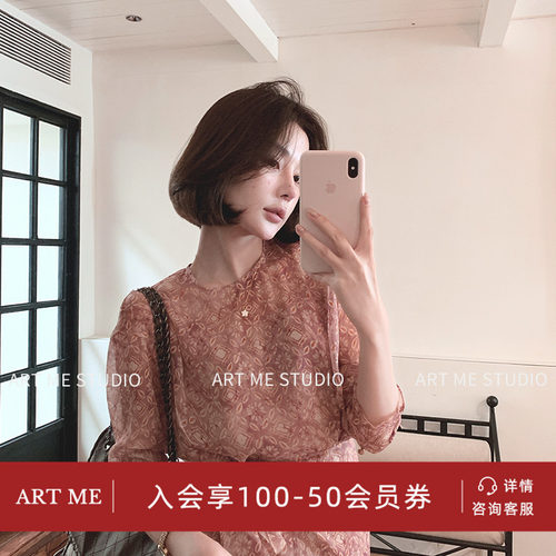 复古温柔风侧绑带设计连衣裙