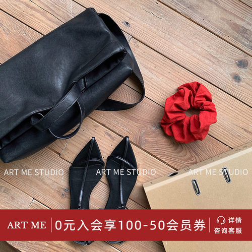 ARTME瓜瓜两色尖头羊皮沙滩凉鞋