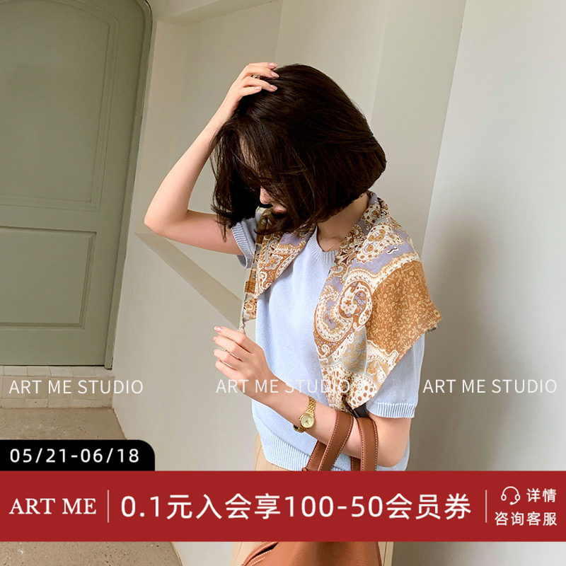 ARTME瓜瓜 莱赛尔棉圆领软糯亲肤T恤女夏季通勤简约纯色短袖上衣