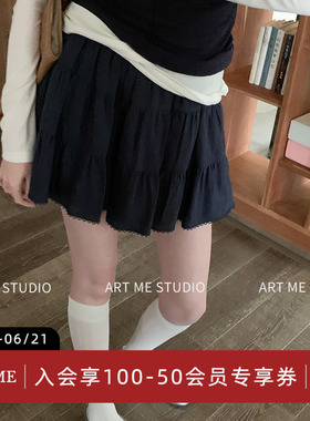 ARTME瓜瓜 甜美风蕾丝花边高腰蛋糕裙女夏季立体蓬松伞状A字短裙