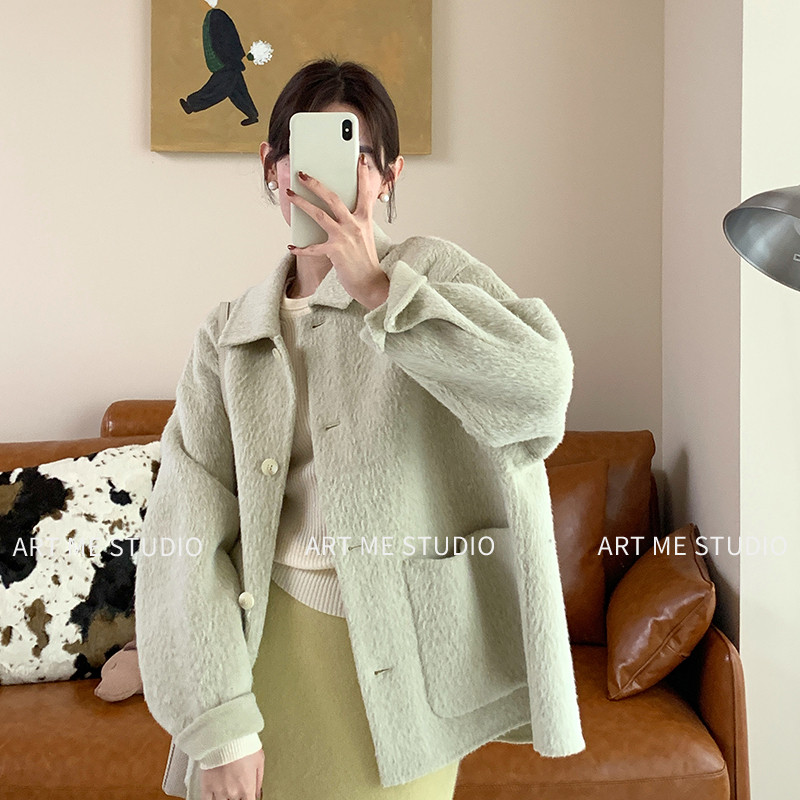 苏力羊毛混纺慵懒廓形毛呢外套女