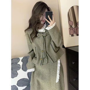 套装 复古气质小洋装 外套半身裙两件套女秋冬高级感法式 小香风短款