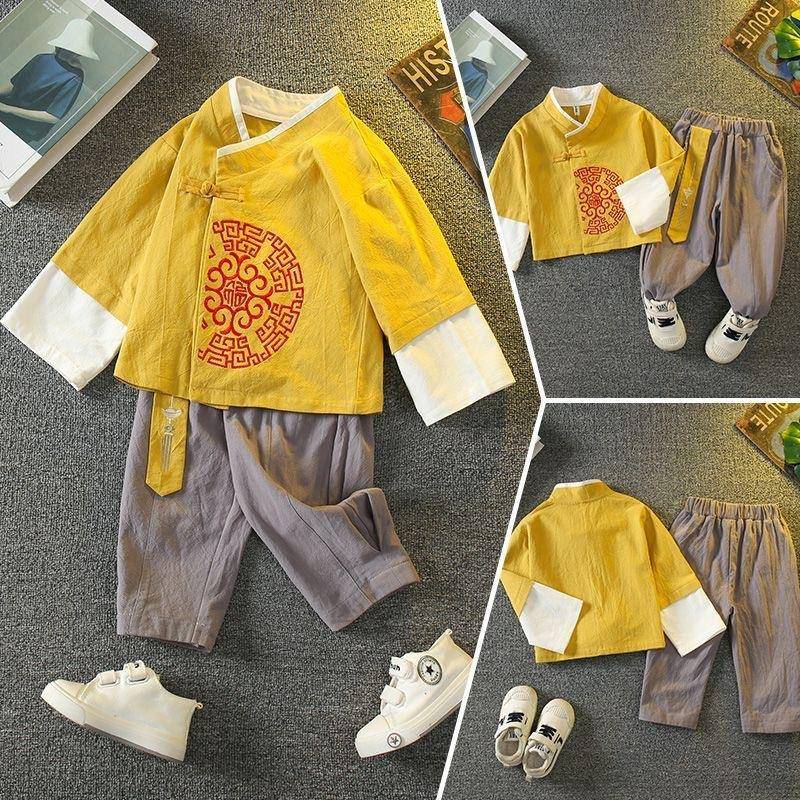 男童夏季汉服套装童中式短袖新款中大童唐装款儿夏季新颖套