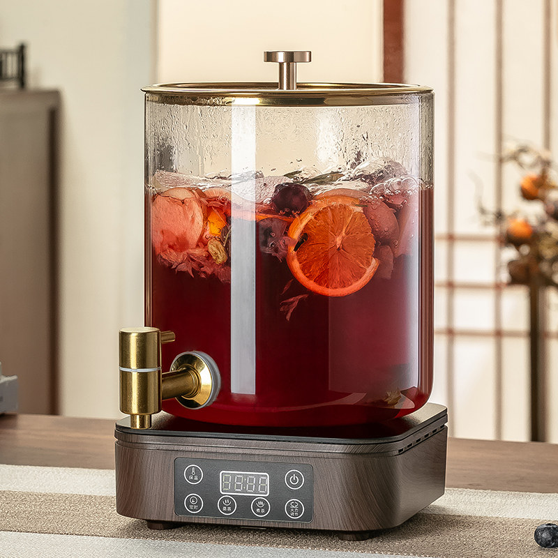 冬天热红酒锅套装耐高温高硼硅玻璃煮红酒壶过年热红酒桶玻璃器皿