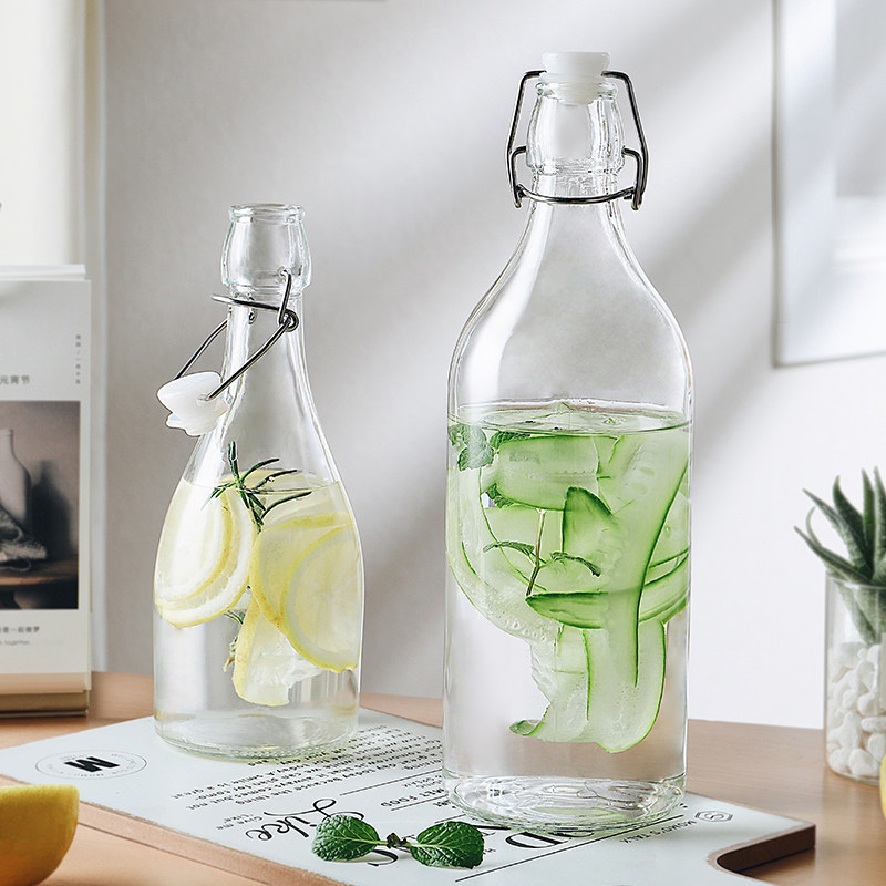 冷水瓶玻璃凉水瓶冰水壶放冰箱装水容器果汁饮料瓶家用冷泡果茶壶