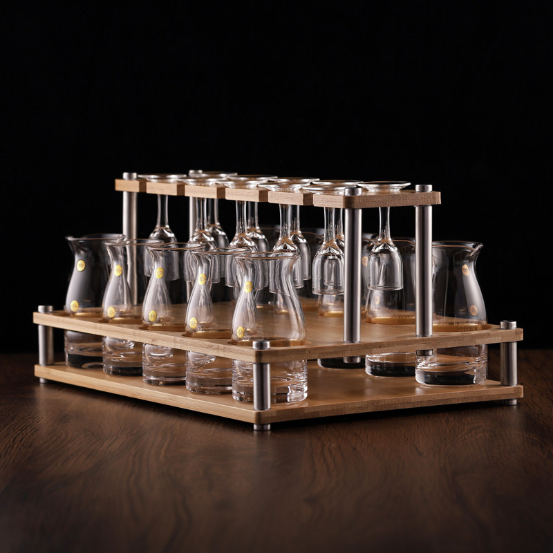 中式白酒杯套装家用水晶分酒器小酒盅高脚杯10ml一口杯二两倒酒器