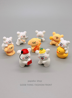 可爱线条小白狗治愈车载摆件