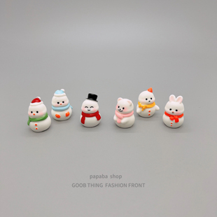 无聊了 饰 摆一摆团团小雪人电脑桌面小摆件解压治愈工位车载小装
