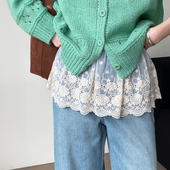 韩国高级蕾丝屁帘女秋冬季 2025新款 蛋糕裙帘花边叠穿下摆白色罩裙